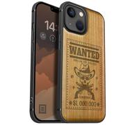 Carveit Custodia per iPhone 13 mini Cover magnetico [Legno e Telaio in TPU] Case Antiurto Compatibile MagSafe con 13 mini Custodia (Ciliegia-Teschio Fuorilegge Ricercato)