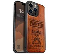 Carveit Custodia per iPhone 13 Pro Cover magnetico [Legno e Telaio in TPU] Case Antiurto Compatibile MagSafe con 13 Pro Custodia (Rosea-Teschio Fuorilegge Ricercato)