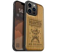 Carveit Custodia per iPhone 13 Pro Cover magnetico [Legno e Telaio in TPU] Case Antiurto Compatibile MagSafe con 13 Pro Custodia (Ciliegia-Teschio Fuorilegge Ricercato)