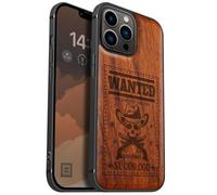 Carveit Custodia per iPhone 13 Pro Max Cover magnetico [Legno e Telaio in TPU] Case Antiurto Compatibile MagSafe con 13 Pro Max Custodia (Rosea-Teschio Fuorilegge Ricercato)