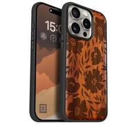 Carveit Custodia per iPhone 15 Pro Cover Legno avec magnetico [Legno e Telaio in TPU] Case Antiurto Compatibile MagSafe con 15 Pro Custodia (Rosea-Grazia Fiorita)