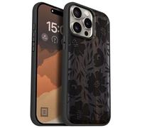 Carveit Custodia per iPhone 15 Pro Max Cover Legno avec magnetico [Legno e Telaio in TPU] Case Antiurto Compatibile MagSafe con 15 Pro Max Custodia (Legno nero-Grazia Fiorita)