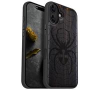 Carveit Custodia per iPhone 16 Plus Cover Legno avec magnetico [Legno e Telaio in TPU] Case Antiurto Compatibile MagSafe con Apple 16 Plus Custodia (Legno nero-Dominio di Ragnatele)