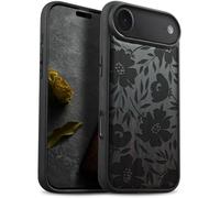 Carveit Custodia per iPhone 17 Air Cover Legno avec magnetico [Legno e Telaio in TPU] Case Antiurto Compatibile MagSafe con Apple iPhone Air Custodia (Legno nero-Grazia Fiorita)