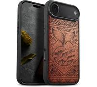 Carveit Custodia per iPhone 17 Air Cover Legno avec magnetico [Legno e Telaio in TPU] Case Antiurto Compatibile MagSafe con Apple iPhone Air Custodia (Rosea-Il Canto della Balena)