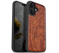 Carveit Custodia per iPhone 17 Cover Legno avec magnetico [Legno e Telaio in TPU] Case Antiurto Compatibile MagSafe con Apple 17 Custodia (Rosea-Il Linguaggio dell'Universo)