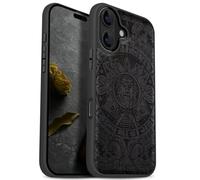 Carveit Custodia per iPhone 17 Cover Legno avec magnetico [Legno e Telaio in TPU] Case Antiurto Compatibile MagSafe con Apple 17 Custodia (Legno nero-Echi dei Maya)
