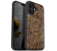 Carveit Custodia per iPhone 17 Cover Legno avec magnetico [Legno e Telaio in TPU] Case Antiurto Compatibile MagSafe con Apple 17 Custodia (Noce-Echi dei Maya)
