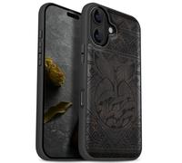 Carveit Custodia per iPhone 17 Cover Legno avec magnetico [Legno e Telaio in TPU] Case Antiurto Compatibile MagSafe con Apple 17 Custodia (Legno nero-Il Canto della Balena)