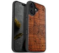 Carveit Custodia per iPhone 17 Cover Legno avec magnetico [Legno e Telaio in TPU] Case Antiurto Compatibile MagSafe con Apple 17 Custodia (Rosea-Grazia Fluida del Pesce Rosso)