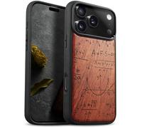 Carveit Custodia per iPhone 17 Pro Cover Legno avec magnetico [Legno e Telaio in TPU] Case Antiurto Compatibile MagSafe con Apple 17 Pro Custodia (Rosea-Il Linguaggio dell'Universo)
