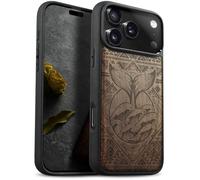 Carveit Custodia per iPhone 17 Pro Max Cover Legno avec magnetico [Legno e Telaio in TPU] Case Antiurto Compatibile MagSafe con Apple 17 Pro Max Custodia (Noce-Il Canto della Balena)