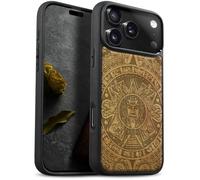 Carveit Custodia per iPhone 17 Pro Max Cover Legno avec magnetico [Legno e Telaio in TPU] Case Antiurto Compatibile MagSafe con Apple 17 Pro Max Custodia (Ciliegia-Echi dei Maya)