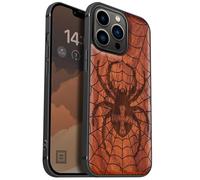 Carveit Custodia per iPhone iPhone 13 Pro Cover magnetico [Legno e Telaio in TPU] Case Antiurto Compatibile MagSafe con 13 Pro Custodia (Rosea-Dominio di Ragnatele)
