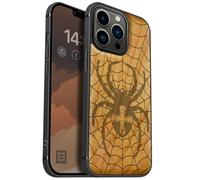Carveit Custodia per iPhone iPhone 13 Pro Cover magnetico [Legno e Telaio in TPU] Case Antiurto Compatibile MagSafe con 13 Pro Custodia (Ciliegia-Dominio di Ragnatele)