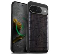Carveit Custodia per Pixel 9 Case, Legno nero-Grazia Fluida del Pesce Rosso