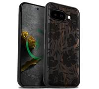 Carveit Custodia per Pixel 9a Case, Legno nero-Grazia Fiorita