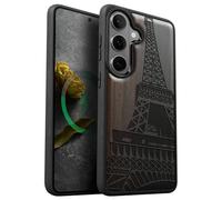 Carveit Custodia per Samsung S26 Cover Legno avec magnetico [Legno e Telaio in TPU] Case Antiurto Compatibile Magsafe con Galaxy S26 Custodia (Legno nero-La Torre Eiffel Nello Splendore)