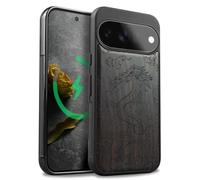 Carveit Legno Custodia per Pixel 11, Nero-L'ascesa del Drago | Paraurti Robusto TPU avec Magnetico, Legno Cover Compatibile MagSafe Protezione Case Google Pixel 11 Custodia