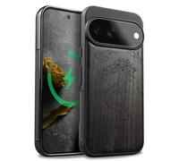 Carveit Legno Custodia per Pixel 11 Pro, Nero-L'ascesa del Drago | Paraurti Robusto TPU avec Magnetico, Legno Cover Compatibile MagSafe Protezione Case Google Pixel 11 Pro Custodia