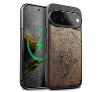 Carveit Legno Custodia per Pixel 11 Pro, Noce-Polpo di Profonde | Paraurti Robusto TPU avec Magnetico, Legno Cover Compatibile MagSafe Protezione Case Google Pixel 11 Pro Custodia