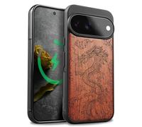 Carveit Legno Custodia per Pixel 11 Pro, Rosea-L'ascesa del Drago | Paraurti Robusto TPU avec Magnetico, Legno Cover Compatibile MagSafe Protezione Case Google Pixel 11 Pro Custodia