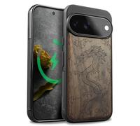 Carveit Legno Custodia per Pixel 11 Pro XL, Noce-L'ascesa del Drago | Paraurti Robusto TPU avec Magnetico, Legno Cover Compatibile MagSafe Protezione Case Google Pixel 11 Pro XL Custodia