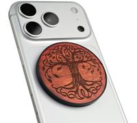 Carveit Supporto Magnetico in Legno, Angolazione Regolabile, Compatibile con MagSafe iPhone 17 Pro Max 16, 15, Samsung Galaxy S26 Ultra S25, Google Pixel (Albero Della vita Celtico - Rosea)