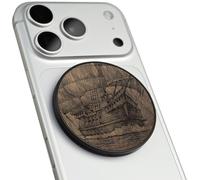 Carveit Supporto Magnetico in Legno, Angolazione Regolabile, Compatibile con MagSafe iPhone 17 Pro Max 16, 15, Samsung Galaxy S26 Ultra S25, Google Pixel (Vecchia Barca a Vela - Noce)