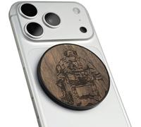 Carveit Supporto Magnetico in Legno, Angolazione Regolabile, Compatibile con MagSafe iPhone 17 Pro Max 16, 15, Samsung Galaxy S26 Ultra S25, Google Pixel (Soldato al Valore e All'Onore - Noce)