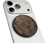 Carveit Supporto Magnetico in Legno, Angolazione Regolabile, Compatibile con MagSafe iPhone 17 Pro Max 16, 15, Samsung Galaxy S26 Ultra S25, Google Pixel (Dance of The Sugar Skulls - Noce)