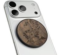 Carveit Supporto Magnetico in Legno, Angolazione Regolabile, Compatibile con MagSafe iPhone 17 Pro Max 16, 15, Samsung Galaxy S26 Ultra S25, Google Pixel (Ciliegio con il Monte Fuji - Noce)