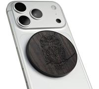 Carveit Supporto Magnetico in Legno, Angolazione Regolabile, Compatibile con MagSafe iPhone 17 Pro Max 16, 15, Samsung Galaxy S26 Ultra S25, Google Pixel (Il Gufo e il Ramo - Legno nero)