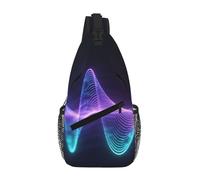 Carving Art Print elegante marsupio da uomo alla moda borsa a tracolla marsupio per donne e uomini, Onde sonore al neon, Taglia unica