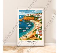 Carvoeiro Viaggi Stampa Portogallo Muro Poster Illustrazione Art da Parete Décor