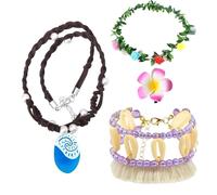 CARxlythic Accessori per costume da principessa Ocean, da donna, costume da principessa oceano con collana a forma di cuore di Tefiti, clip per capelli blu, Costume Carnevale Cosplay Abito Halloween