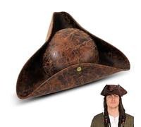 CARxlythic Cappello da pirata per adulti, in stile coloniale per feste a tema pirata, cosplay, carnevale, feste in costume, Halloween, marrone