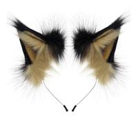 CARxlythic Cerchietto per capelli con orecchie in finta pelliccia di volpe, realizzato a mano, costume e accessorio per Halloween, Natale, cosplay e feste (A)