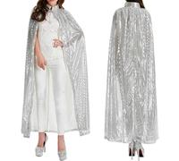 CARxlythic Costume da Halloween da donna, in argento, per Halloween, per carnevale, accessorio alla moda, 140 cm