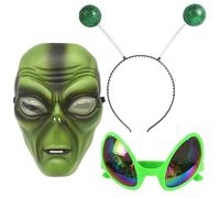 CARxlythic Maschera aliena, Occhiali Da Festa Per Adult, A-lien Horror M-aschera Cappuccio, Cerchietto con antenne, Maschera Per La Testa Del Di Halloween, Romanzo Decorazione Aliena Per Adulti