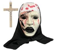CARxlythic Maschera da Suora Spaventosa,Maschera Halloween Horror, Maschera In Lattice Horror Halloween Suora, Realistica Maschera Halloween Horror per Halloween, Carnevale,Unisex
