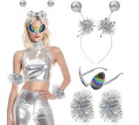 CARxlythic per Capelli con Antenne, Fascia per Capelli, Accessori Costumi Carnevale, con palla da discoteca, Alien Costume Accessori per Carnevale Feste in Costume