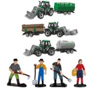 CARxlythic Trattore Giocattolo, Metallo e Plastica, Verde, Cabina Rimovibile, Rimorchio Ribaltabile con Ruote in Gomma Scorrevoli, Gancio di Traino