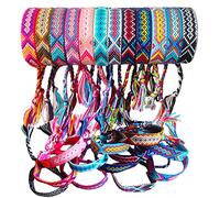 Carykon 12 braccialetti dell'amicizia intrecciati del Nepal con nodo scorrevole, per donne, ragazze e ragazze, il colore può variare, Adjustable from 7' to 12.5', Cotone, Nessuna pietra preziosa