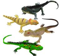 Carykon 4PCS simulato grande lucertola deserto camaleonte simulato coccodrillo suono animale modello plastica elastico giocattolo 35,6 cm di lunghezza (Lizard)