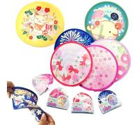 Carykon Ventaglio pieghevole rotondo in stile giapponese per festa di nozze e decorazione personale, set di 4, colore casuale