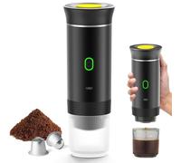 Carziyer Macchina per caffè portatile, 3 in 1, caffettiera portatile 12 V, auto-riscaldamento da 4 a 6 minuti, piccole capsule, grandi capsule, caffè macinato, per campeggio, ufficio, casa, auto (nero