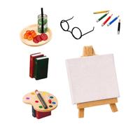 Casa Bambole Accessori Arte Cavalletto Tavolozza Legno Libri Bevande Cose | Accessori per Giardino delle Fate Per Collezionisti Artisti Fan Fai da Te Camera da Letto Interni Compleanno Sala Giochi