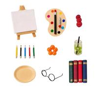 Casa Bambole Accessori Arte, Mini Cavalletto Tavolozza Libro E Ornamenti | Squisite decorazioni artigianali minuscole ripristinano perfettamente le scene dello studio di artisti reali in formato mini