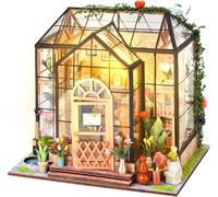 Casa Bambole Legno DIY Miniature House Kit con LED Flower | Modello Mini Casa Fai da Te - Regalo Compleanno per adulti, donne e ragazze - Casetta Bambole
